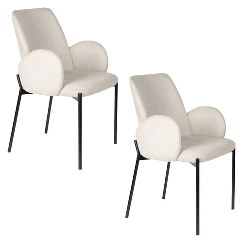 Housecraft Living Tjarda Eetkamerstoelen met armleuning Taupe - Set van 2 - vtwonen shop