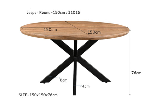 Livingfurn eetkamertafel Jesper Round - 150cm - mangohout - vtwonen shop
