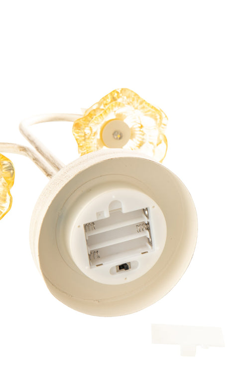 J-Line lamp Bloem - ijzer/glas - geel/wit - large - LED lichtjes