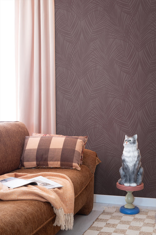 ESTAhome behang palmbladeren donker paars - 50 x 900 cm - 131219 - vtwonen shop