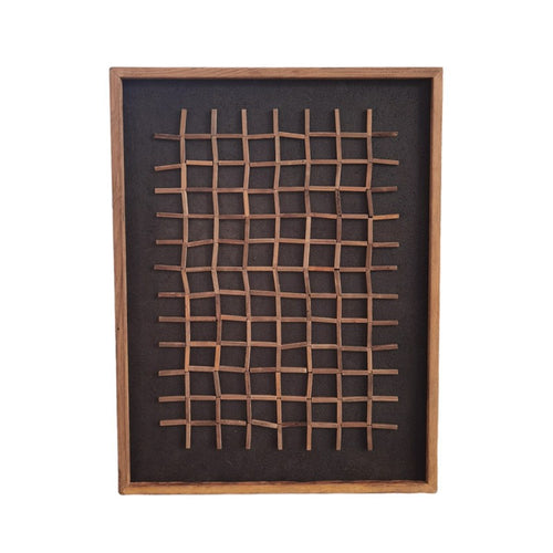 Home Society - Wanddecoratie Checkers - bruin - 82 x 62 x 4 cm - Asian crafts selection - vtwonen shop