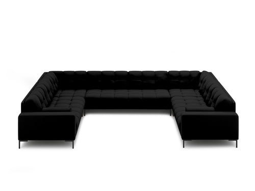 Cosmopolitan Design Panoramische bank Bali 9-zits, structurele stof, zwart - 256x327x75cm