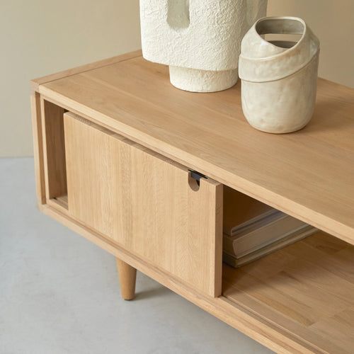 Tikamoon Massief eikenhouten tv-meubel 140 cm - Naturel