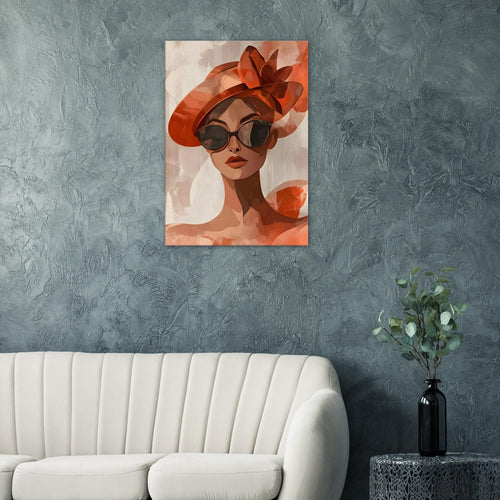 Artfulprints Canvas Timeless fashion portrait canvas - 40x60 cm - beige