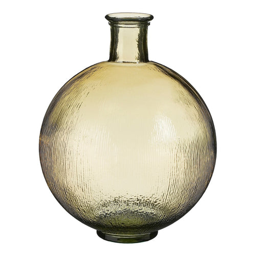 Mica Decorations Firenza Fles Vaas - H42 x Ø34 cm - Gerecycled Glas - Lichtbruin