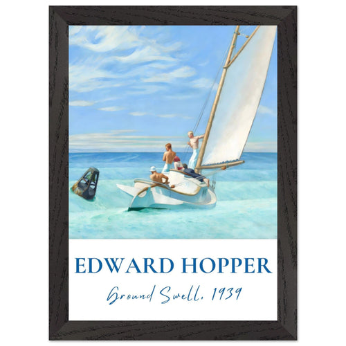 Artfulprints Poster met Lijst Edward Hopper - Ground swell   - A4 21x29.7 cm - Blauw