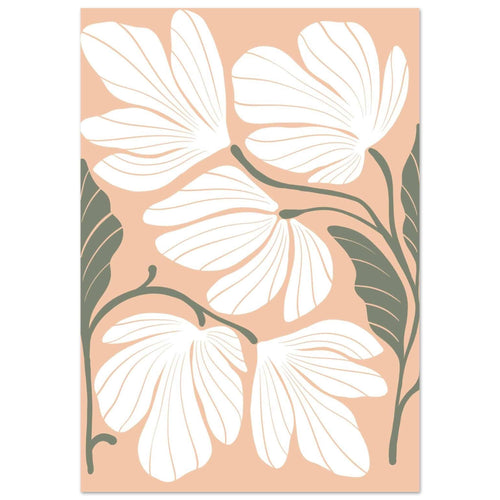 Artfulprints Poster Boho – Delicate flowers   - A4 21x29.7 cm - Wit