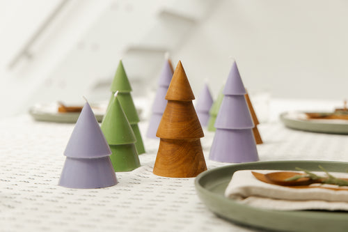 Originalhome dennenboom kaars - violet -  M - set van 2 - vtwonen shop