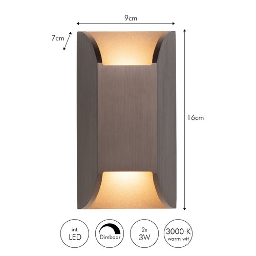 Atmooz wandlamp Dahlia - geborsteld brons - 9 x 7 x H 16 cm - geïntegreerde led