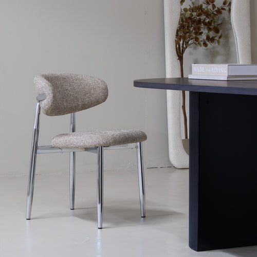 DÉJA Living Eetkamerstoel Skara - Taupe/Chrome - Set van 2 - vtwonen shop