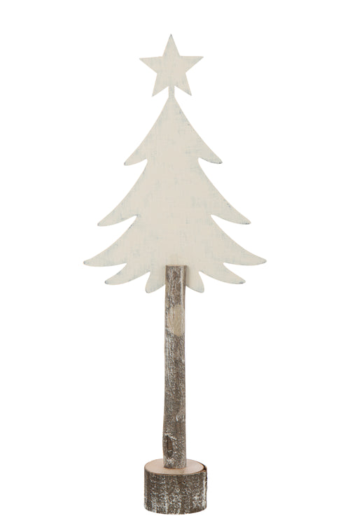 J-Line decoratie Kerstboom + Ster - ijzer/hout - wit - large - vtwonen shop