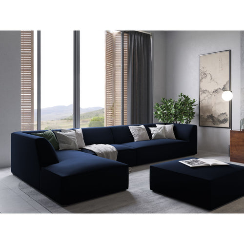 Cosmopolitan Design - Modulaire hoekbank links Siena 5-zits, flueel koningsblauw - 180x366x69cm