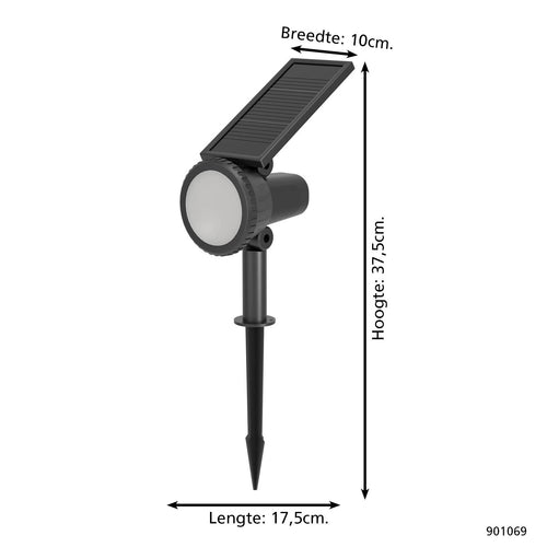 EGLO solar prikspot buiten Sambuco - led - 37,5 cm - zwart