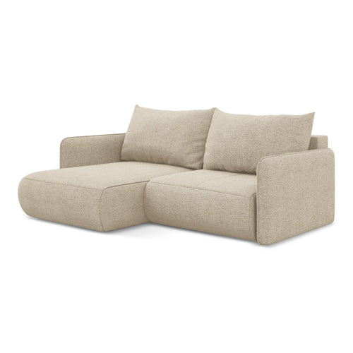 LaMiaSofa hoekbank links Palermo - chenille stof - donkerbeige - 207x148x86
