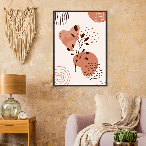 Artfulprints Poster Boho – Nature swirl   - A4 21x29.7 cm - Bruin