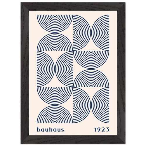 Artfulprints Poster met Lijst Bauhaus - Twisted arches 1923   - A4 21x29.7 cm - Blauw
