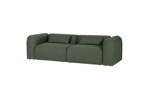 noo.ma Yaro 3-zitsbank - Thyme Green bouclé, zachte zit, 263x99,5x69 cm