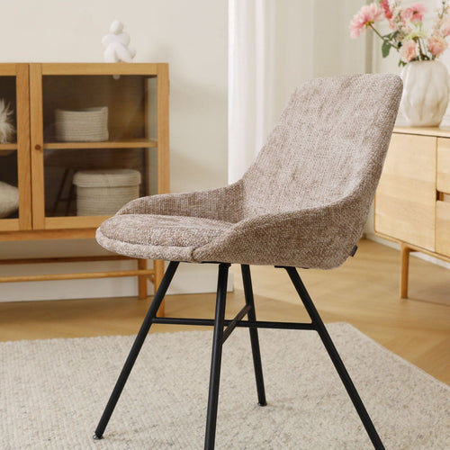Nolon Noa-Isa Eetkamerstoel Bruin - Stof - Zwart Onderstel - vtwonen shop