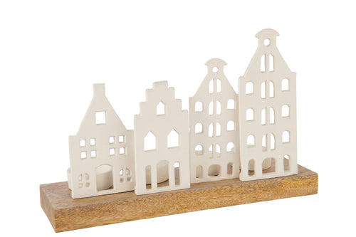 J-Line theelichthouder Base - aluminium - wit