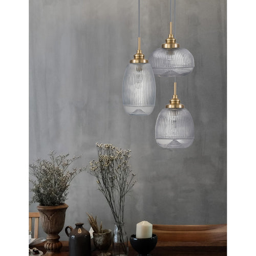 Merano Estevan 3-lichts cluster hanglamp gesatineerd goud metaal helder glas LED E14