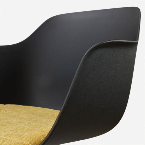 Nolon Nino-Liz barkruk zwart met warm oker zitkussen - zwart onderstel - 65 cm