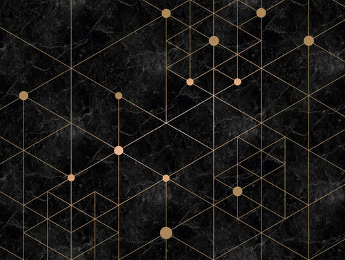 One Wall one Role fotobehang geometrische vormen goud en zwart - 371 x 280 cm - AS-382601