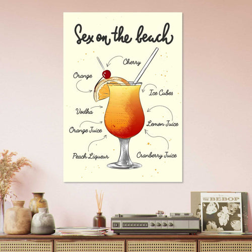 Artfulprints  Sex On The Beach cocktail – Illustratie   poster A4 21x29.7 cm - vtwonen shop