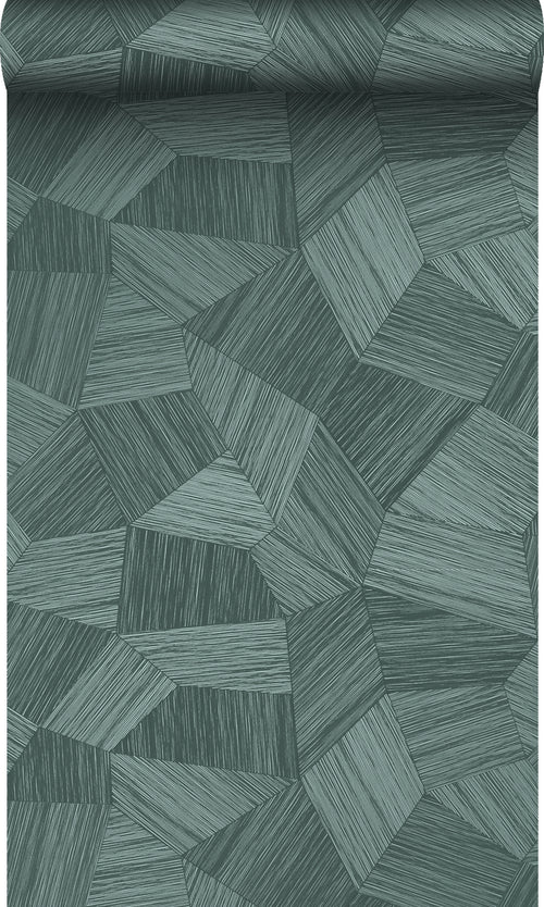 Origin Wallcoverings eco-texture vliesbehang grafisch 3D motief petrolgroen - 0.53 x 10.05 m - 347823 - vtwonen shop