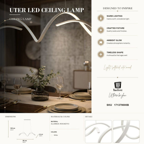 Mauro Ferretti led-hanglamp - 80x20x120 cm - wit