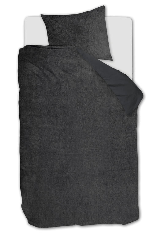 Ambiante Plush Teddy dekbedovertrek - Eenpersoons - 140x200/220 - Antraciet