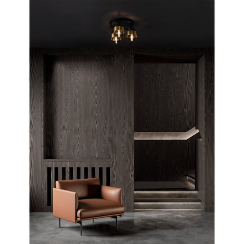 Nova Luce SIANNA Plafondlamp met lampenkap in de kleuren Smokey, Sandy Black en Brass Gold, E27 fitting, 3x12W