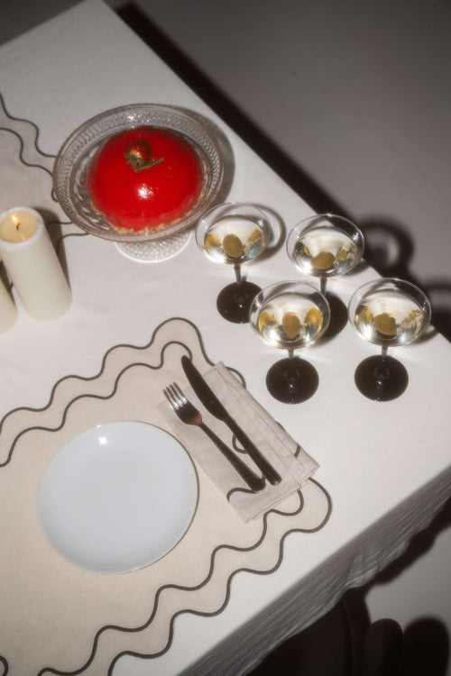 Kulu Club placemats Wavy - linnenmix - beige - set van 2 - vtwonen shop