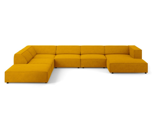 Cosmopolitan Design Panoramische hoekbank links Arendal 7-zits, chenille met ribbeleffect, mosterd - 262x364x70cm