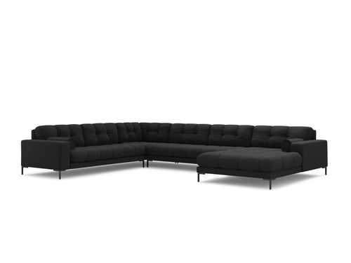 Cosmopolitan Design Panoramische hoekbank links Bali 7-zits, structurele stof, donkergrijs - 256x327x75cm