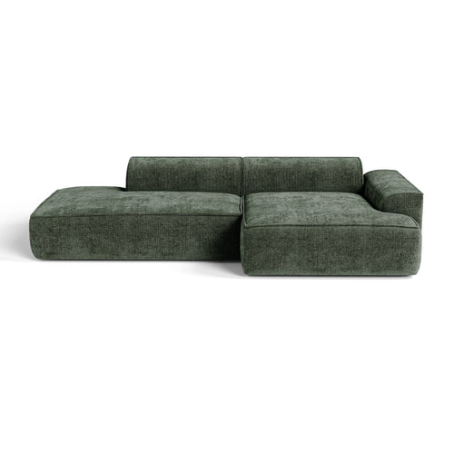Premium Interiors - Rechthoekige hoekbank HANA - fluweel weefsel olijfgroen 260cm
