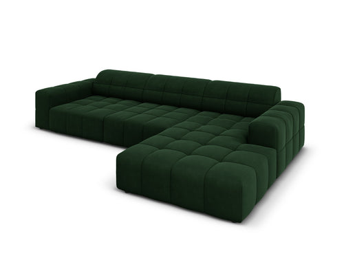 Cosmopolitan Design rechter hoekbank Chicago 4-zits, flueel flessengroen - 167x294x78cm