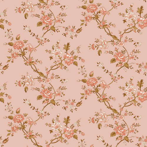 ESTAhome behang vintage bloemen terracotta roze - 50 x 900 cm - 131567 - vtwonen shop