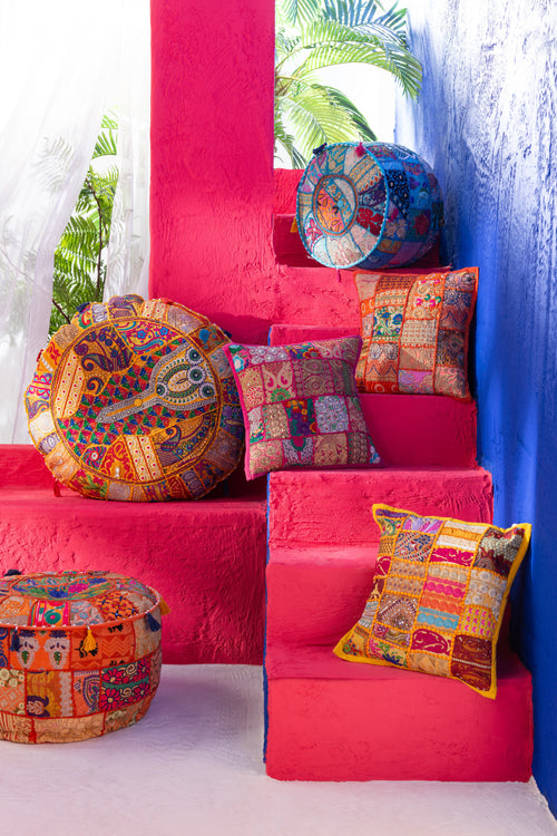 J-Line kussen Patronen Lapwerk - katoen - mix - 3 stuks - vtwonen shop