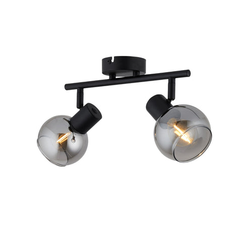 Lighto | Plafondspot zwart met smoke glas 2-lichts | Juna - vtwonen shop