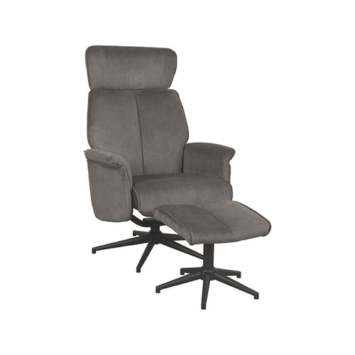 LABEL51 Relaxfauteuil Verdal - Antraciet - Draaibaar - Incl. Hocker