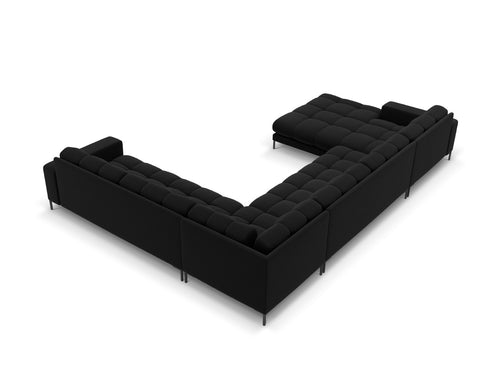 Cosmopolitan Design Panoramische hoekbank rechts Bali 7-zits, flueel, zwart - 256x327x75cm
