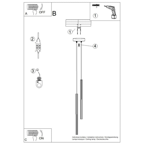 Sollux Lighting Hanglamp ARCHE 2P wit - 15x15x118cm
