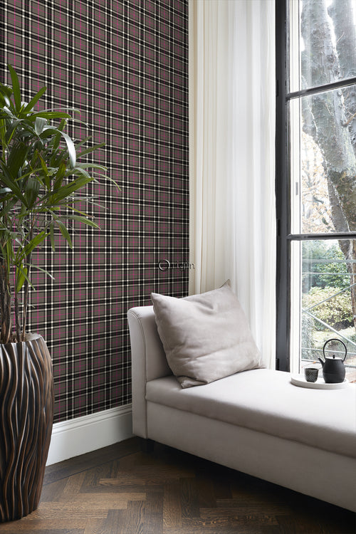 Origin Wallcoverings behang ruiten donkergrijs en roze - 53 cm x 10,05 m - 347472 - vtwonen shop