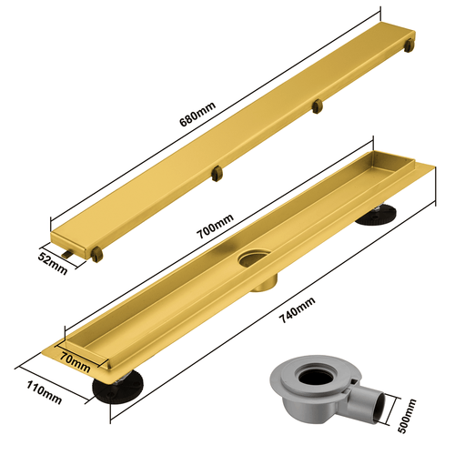 LOMAZOO douchegoot Nilo - goud - 70 cm