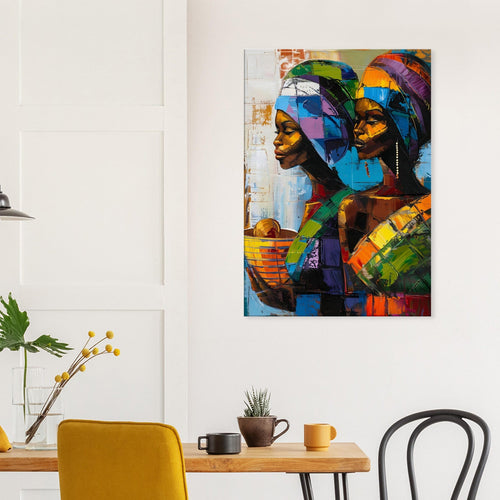 Artfulprints Canvas Colourful sisters canvas - 75x100 cm - Meerkleurig