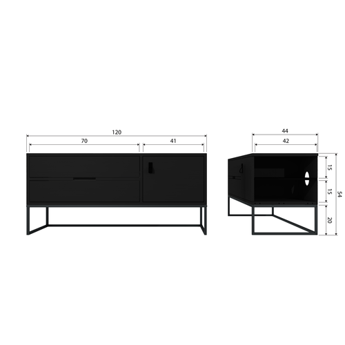 WOOOD tv-meubel Silas - Grenen - Blacknight - 55x120x44 - vtwonen shop