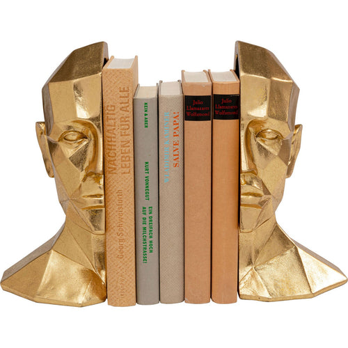 Kare Design Boekensteun gezicht goud (2/Set)