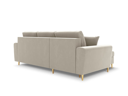 Cosmopolitan Design Omkeerbare converteerbare hoekbank met opbergdoos Kyoto 4-zits, flueel lichtbeige - 145x241x88cm