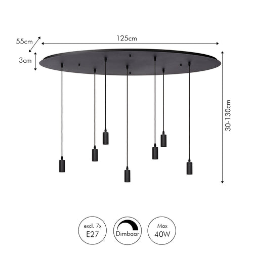 Atmooz hanglamp Yoki 7 - zwart - 125 x 55 x H 130 cm - E27