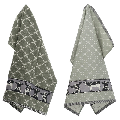 Luxe Keukendoek en Theedoek Koe Donkergroen -  Bunzlau Castle - 100% biologisch GOTS katoen - vtwonen shop